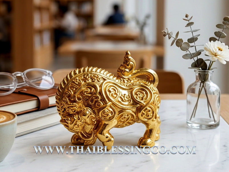 🐗 Sacred "Golden Wild Boar" Victory Talisman - The Sovereign of Wealth & Unstoppable Progress (Collector's Edition) - Blessed by Luang Phor Wan, Wat Khlong Khun - Gold-Plated Copper Finish