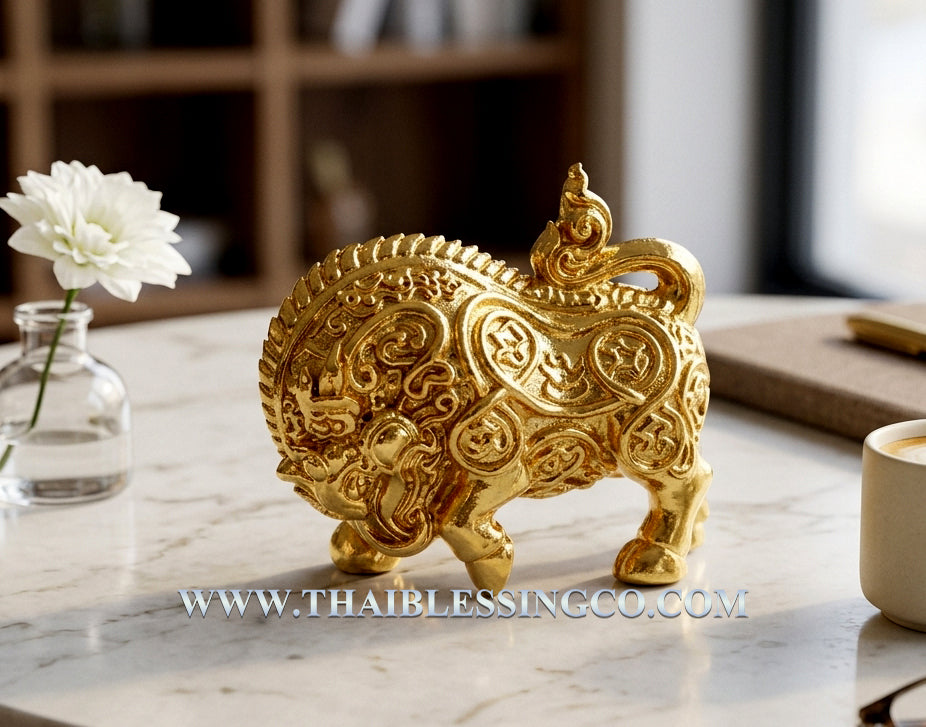 🐗 Sacred "Golden Wild Boar" Victory Talisman - The Sovereign of Wealth & Unstoppable Progress (Collector's Edition) - Blessed by Luang Phor Wan, Wat Khlong Khun - Gold-Plated Copper Finish