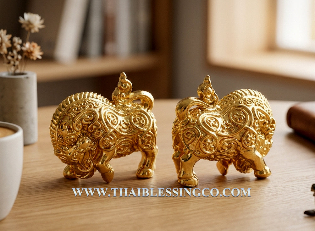 🐗 Sacred "Golden Wild Boar" Victory Talisman - The Sovereign of Wealth & Unstoppable Progress (Collector's Edition) - Blessed by Luang Phor Wan, Wat Khlong Khun - Gold-Plated Copper Finish