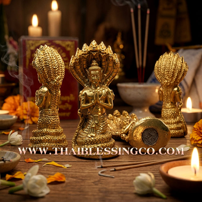 🐍 Sacred "Grandfather Srisuttho Nakkharat" (The Sovereign Naga King) – Gold-Plated Chanuan Edition Infused with Leklai Powder: The Ultimate Engine for Divine Abundance, Invincible Protection, and Sovereign Authority!