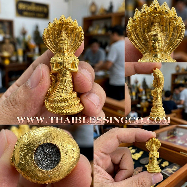 🐍 Sacred "Grandfather Srisuttho Nakkharat" (The Sovereign Naga King) – Gold-Plated Chanuan Edition Infused with Leklai Powder: The Ultimate Engine for Divine Abundance, Invincible Protection, and Sovereign Authority!
