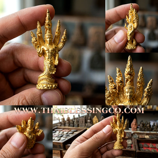 ✨🐍 Sacred "Grandfather Srisuttho" (Naga King of Kham Chanod) – Gold-Plated Samrit Edition: "Ruay Tan Jai" Series by Luang Pu Kambu, Wat Kud Chompoo (2013) – The Ultimate Engine for Instant Wealth, Divine Command, and Miraculous Prosperity!