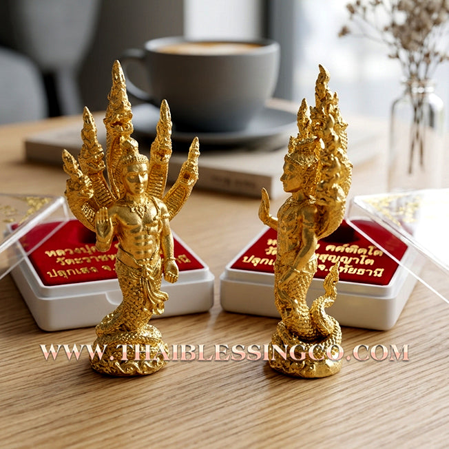 ✨🐍 Sacred "Grandfather Srisuttho" (Naga King of Kham Chanod) – Gold-Plated Samrit Edition: "Ruay Tan Jai" Series by Luang Pu Kambu, Wat Kud Chompoo (2013) – The Ultimate Engine for Instant Wealth, Divine Command, and Miraculous Prosperity!