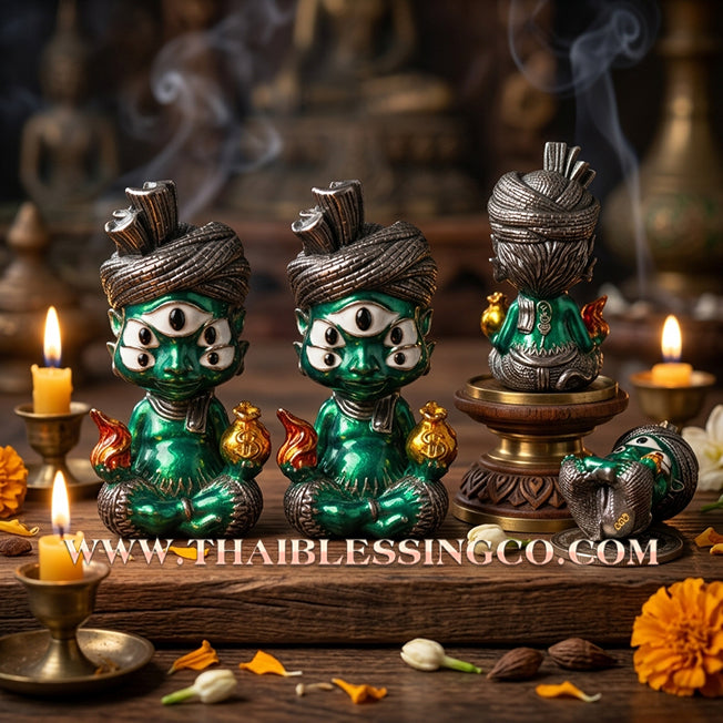 ✨🕉️ Sacred "Green-Bodied Enamel" Phraya Si Hu Ha Ta (The 4-Ears 5-Eyes Deity) – Instant Wealth Edition: The High-Frequency Tool for Rapid Financial Breakthroughs, Irresistible Aura, and Absolute Dominance!
