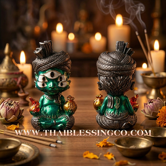 ✨🕉️ Sacred "Green-Bodied Enamel" Phraya Si Hu Ha Ta (The 4-Ears 5-Eyes Deity) – Instant Wealth Edition: The High-Frequency Tool for Rapid Financial Breakthroughs, Irresistible Aura, and Absolute Dominance!