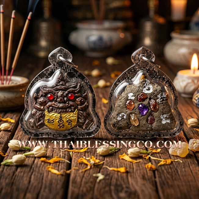 ✨🕉️ Sacred Hand-Carved Coconut Shell "Phra Rahu Chu Chata": Ta Poon (Pu Khem Thong), Master Layman of Phetchabun (2011 Exclusive Edition) – The Legendary Talisman for Destiny Elevation, Infinite Luck, and Turning Misfortune into Gold