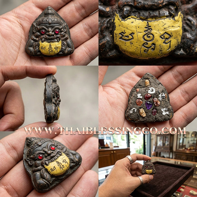 ✨🕉️ Sacred Hand-Carved Coconut Shell "Phra Rahu Chu Chata": Ta Poon (Pu Khem Thong), Master Layman of Phetchabun (2011 Exclusive Edition) – The Legendary Talisman for Destiny Elevation, Infinite Luck, and Turning Misfortune into Gold