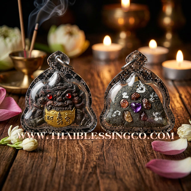 ✨🕉️ Sacred Hand-Carved Coconut Shell "Phra Rahu Chu Chata": Ta Poon (Pu Khem Thong), Master Layman of Phetchabun (2011 Exclusive Edition) – The Legendary Talisman for Destiny Elevation, Infinite Luck, and Turning Misfortune into Gold