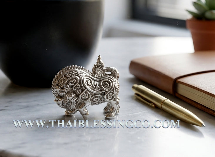 🐗Sacred Iron Tusk: Authentic Thai Silver-Plated Copper Wild Boar Amulet by Luang Phor Wan, Wat Khlong Khun – Ultimate Protection & Success Talisman for Power, Wealth, and Resilience (2.7 x 2.4 cm)