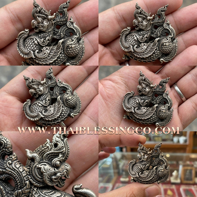 🐉 Sacred Kai Son Nakha "Celestial Chimera": Authentic Thai Satin-Plated Alpaca Talisman for Absolute Protection & Business Prosperity by Luang Pho Chai (2021)