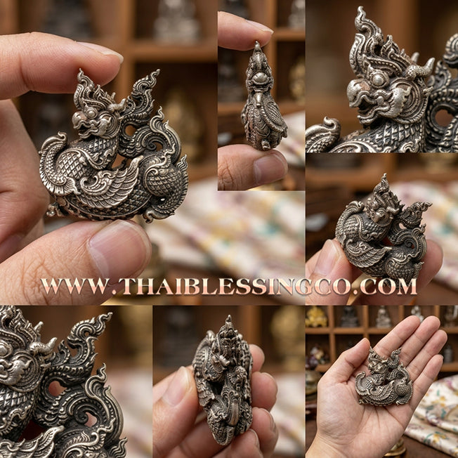 🐉 Sacred Kai Son Nakha "Celestial Chimera": Authentic Thai Satin-Plated Alpaca Talisman for Absolute Protection & Business Prosperity by Luang Pho Chai (2021)