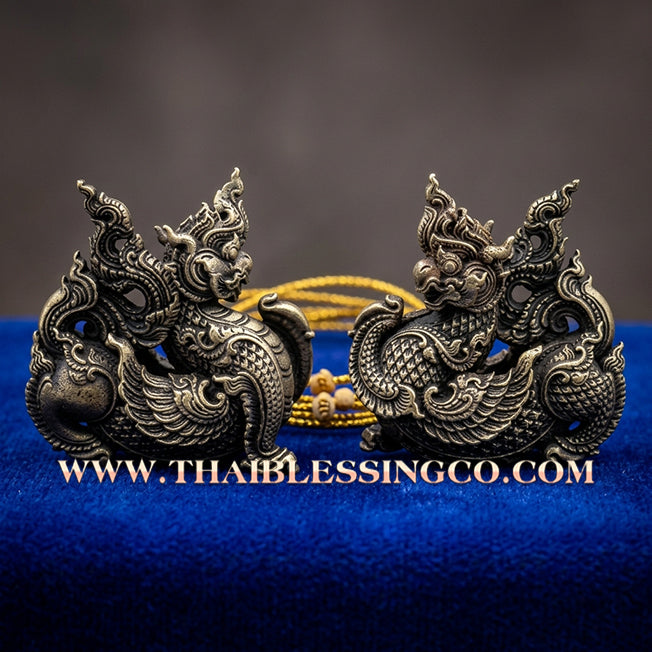 🐉 Sacred Kai Son Nakha "Celestial Chimera": Authentic Thai Satin-Plated Alpaca Talisman for Absolute Protection & Business Prosperity by Luang Pho Chai (2021)