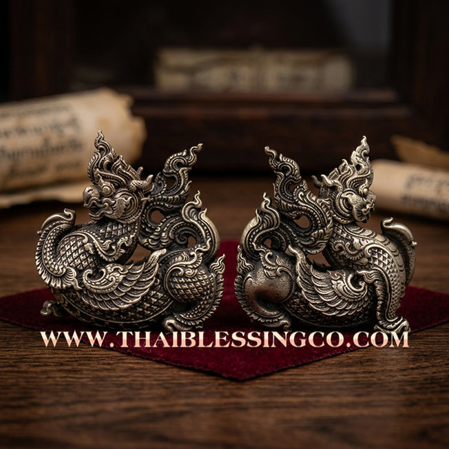 🐉 Sacred Kai Son Nakha "Celestial Chimera": Authentic Thai Satin-Plated Alpaca Talisman for Absolute Protection & Business Prosperity by Luang Pho Chai (2021)