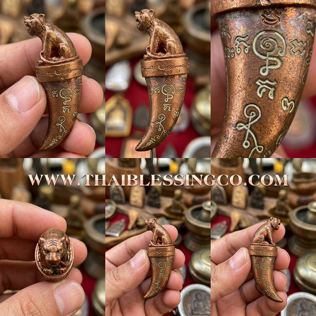 🐯 Sacred Khiao Suea "Sakot Phut Tha Khom": Authentic Thai Satta-Alloy Tiger Fang for Absolute Authority & Wealth by Luang Pu Reo (2016)
