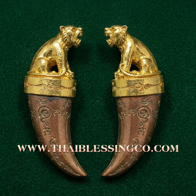 🐯 Sacred Khiao Suea "Sakot Phut Tha Khom": Authentic Thai Satta-Brass Tiger Fang for Absolute Protection & Wealth by Luang Pu Reo (2016)