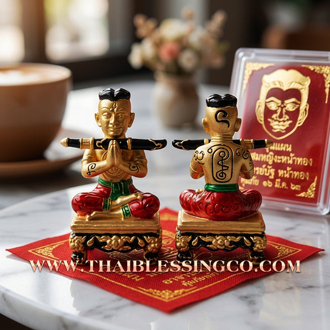 🔱 Sacred Khun Paen "Mon Sane Na Na Thong": Authentic Thai Gold-Plated Samlit Amulet for Supreme Charisma & Divine Attraction by Arjan Subin (2024)