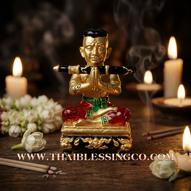 🔱 Sacred Khun Paen "Mon Sane Na Na Thong": Authentic Thai Gold-Plated Samlit Amulet for Supreme Charisma & Divine Attraction by Arjan Subin (2024)