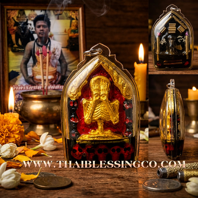 💖 Sacred Khun Paen Phrai Thong "Golden Spirit": Authentic Thai Charm Herb & Phrai Powder Amulet for Supreme Love, Charisma, and Luck by Arjan Song Yot (2014)
