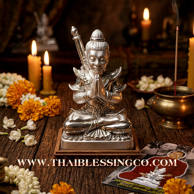🔱 Sacred Khun Paen "Saen Akon": Authentic Silver-Plated Samlit Amulet with Phrai Kuman Powder for Supreme Fascination & Wealth by Kruba Nuea Rit (2019)