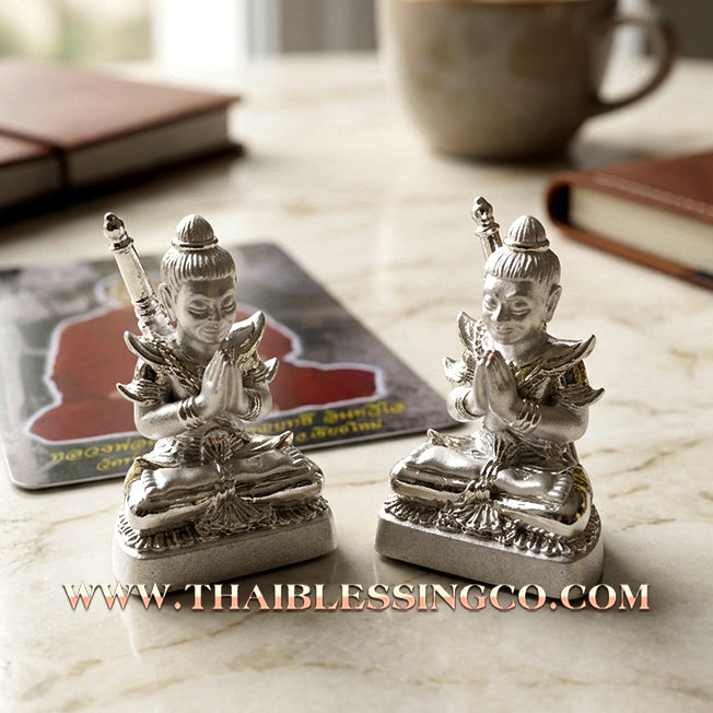🔱 Sacred Khun Paen "Saen Akon": Authentic Silver-Plated Samlit Amulet with Phrai Kuman Powder for Supreme Fascination & Wealth by Kruba Nuea Rit (2019)