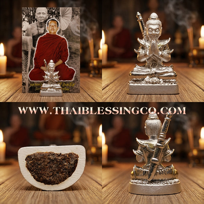 🔱 Sacred Khun Paen "Saen Akon": Authentic Silver-Plated Samlit Amulet with Phrai Kuman Powder for Supreme Fascination & Wealth by Kruba Nuea Rit (2019)