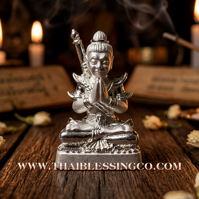 🔱 Sacred Khun Paen "Saen Akon": Authentic Silver-Plated Samlit Amulet with Phrai Kuman Powder for Supreme Fascination & Wealth by Kruba Nuea Rit (2019)