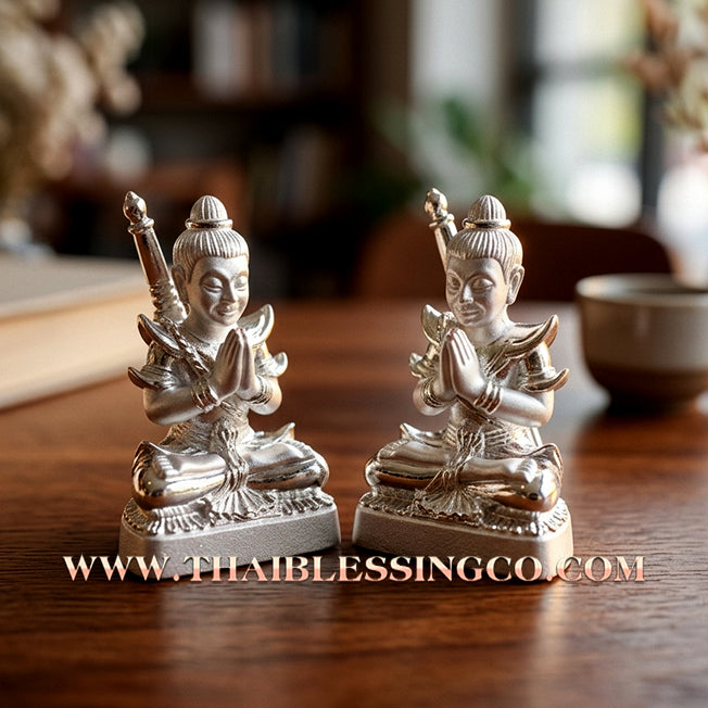 🔱 Sacred Khun Paen "Saen Akon": Authentic Silver-Plated Samlit Amulet with Phrai Kuman Powder for Supreme Fascination & Wealth by Kruba Nuea Rit (2019)