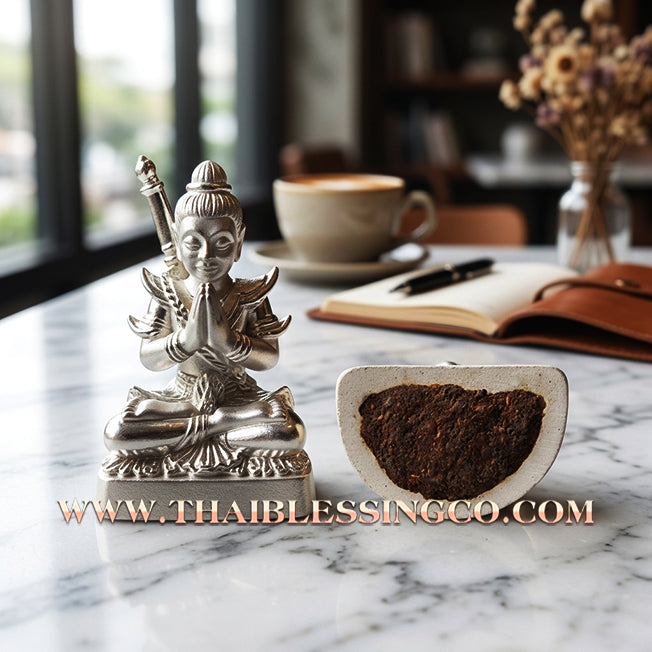 🔱 Sacred Khun Paen "Saen Akon": Authentic Silver-Plated Samlit Amulet with Phrai Kuman Powder for Supreme Fascination & Wealth by Kruba Nuea Rit (2019)