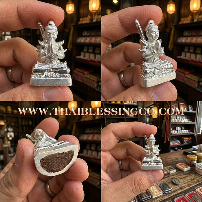 🔱 Sacred Khun Paen "Saen Akon": Authentic Silver-Plated Samlit Amulet with Phrai Kuman Powder for Supreme Fascination & Wealth by Kruba Nuea Rit (2019)