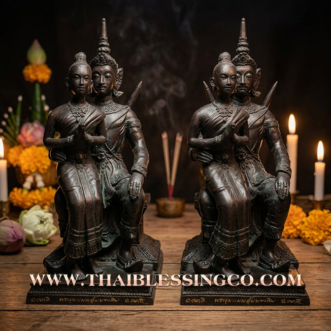 🔥 Sacred "Khun Paen Um Nang Pim" (The Legendary Conqueror & The Beloved) – Blackened Bronze Edition: Luang Pu Key, Wat Sri Lamyong, Surin (2014) – The Grand Engine for Hypnotic Attraction, Sovereign Power, and Unstoppable Financial Victory!