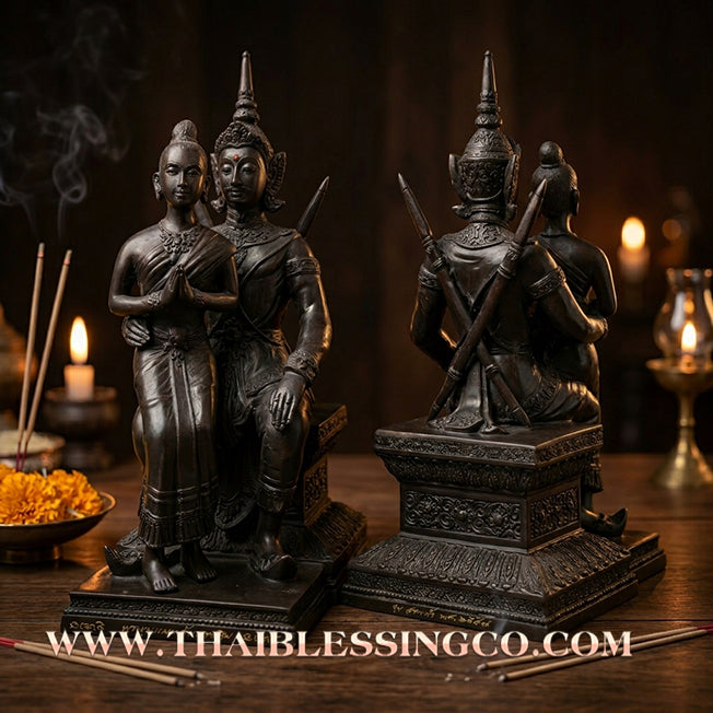 🔥 Sacred "Khun Paen Um Nang Pim" (The Legendary Conqueror & The Beloved) – Blackened Bronze Edition: Luang Pu Key, Wat Sri Lamyong, Surin (2014) – The Grand Engine for Hypnotic Attraction, Sovereign Power, and Unstoppable Financial Victory!