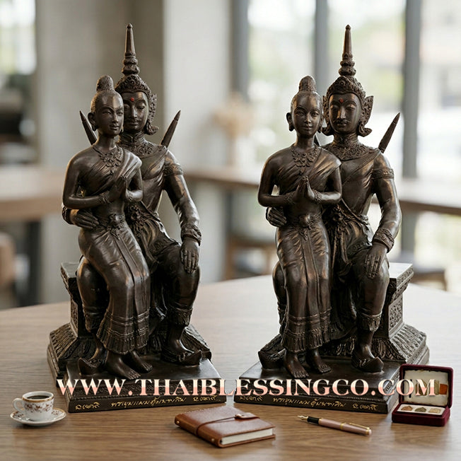 🔥 Sacred "Khun Paen Um Nang Pim" (The Legendary Conqueror & The Beloved) – Blackened Bronze Edition: Luang Pu Key, Wat Sri Lamyong, Surin (2014) – The Grand Engine for Hypnotic Attraction, Sovereign Power, and Unstoppable Financial Victory!