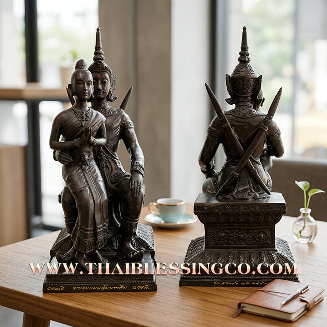🔥 Sacred "Khun Paen Um Nang Pim" (The Legendary Conqueror & The Beloved) – Blackened Bronze Edition: Luang Pu Key, Wat Sri Lamyong, Surin (2014) – The Grand Engine for Hypnotic Attraction, Sovereign Power, and Unstoppable Financial Victory!