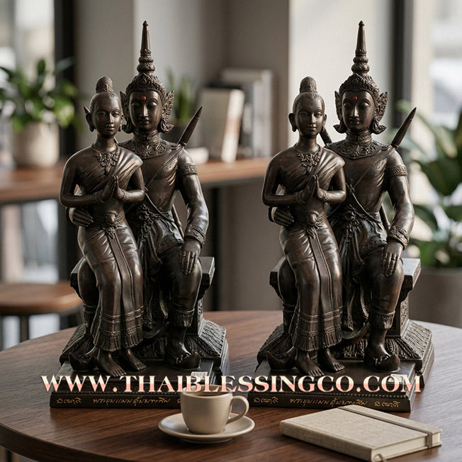 🔥 Sacred "Khun Paen Um Nang Pim" (The Legendary Conqueror & The Beloved) – Blackened Bronze Edition: Luang Pu Key, Wat Sri Lamyong, Surin (2014) – The Grand Engine for Hypnotic Attraction, Sovereign Power, and Unstoppable Financial Victory!