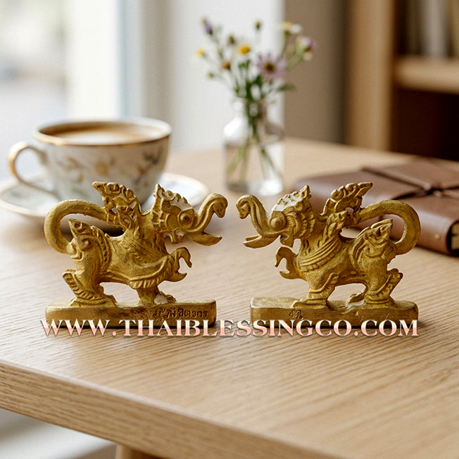 🦁🐘 Sacred "Kodchasri" Conqueror of Ten Directions: Authentic Golden Alloy Beast of Power & Protection by Luang Pu Khaek (2010)