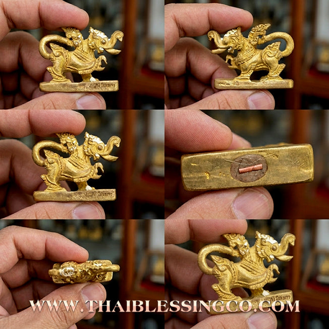 🦁🐘 Sacred "Kodchasri" Conqueror of Ten Directions: Authentic Golden Alloy Beast of Power & Protection by Luang Pu Khaek (2010)