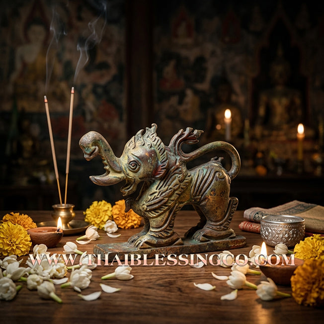 🦁🐘 Sacred "Kodchasri" Tri-Party Edition: Authentic Satta-Loha "Fire Skin" Beast of Supreme Fortune & Luck by Luang Pu Key (2012)