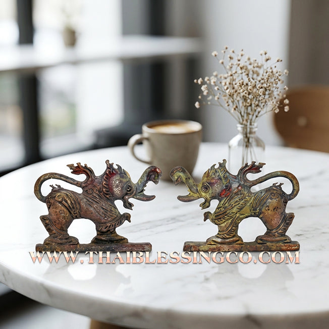 🦁🐘 Sacred "Kodchasri" Tri-Party Edition: Authentic Satta-Loha "Fire Skin" Beast of Supreme Fortune & Luck by Luang Pu Key (2012)
