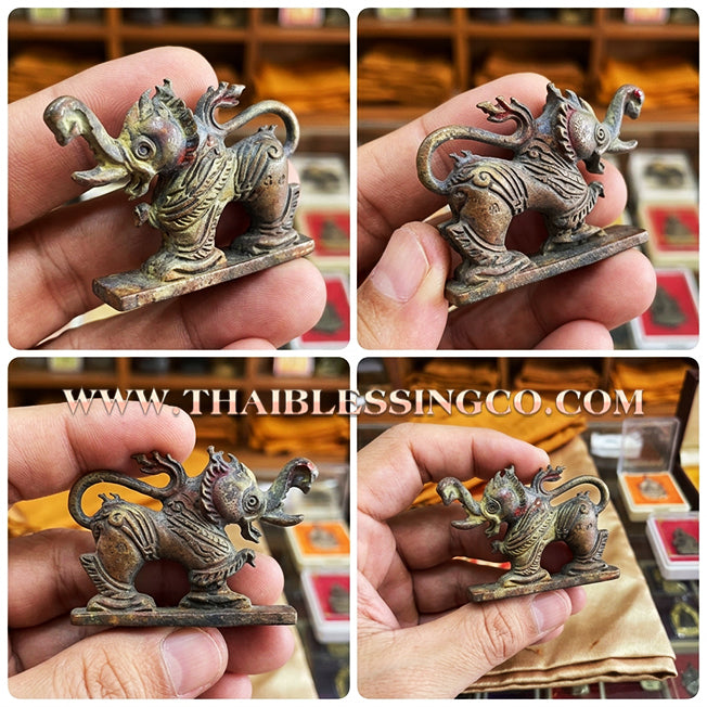 🦁🐘 Sacred "Kodchasri" Tri-Party Edition: Authentic Satta-Loha "Fire Skin" Beast of Supreme Fortune & Luck by Luang Pu Key (2012)
