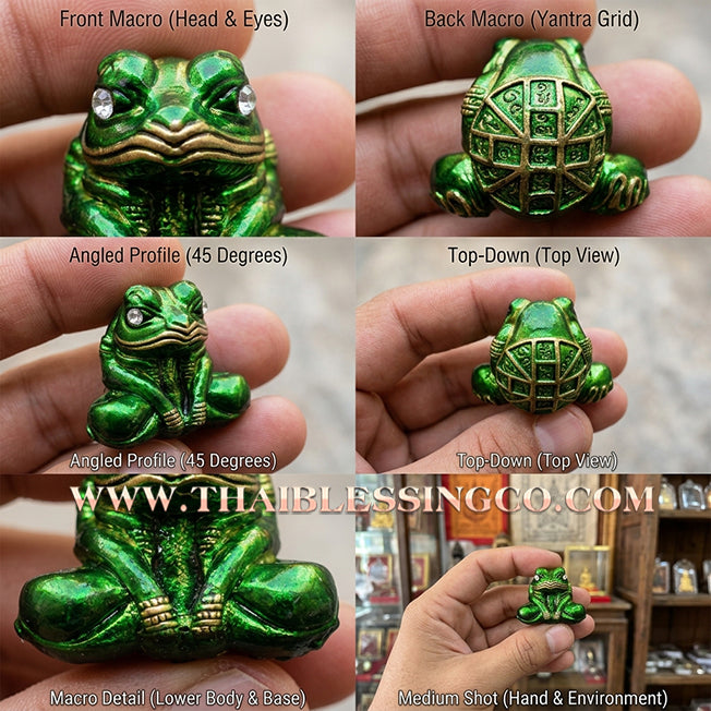 🐸🌙 Sacred "Kop Kin Duean": Authentic Emerald-Enameled Victory Bronze "Moon-Eating Frog" for Overflowing Wealth by Kruba Chaiya Patapi (2019)
