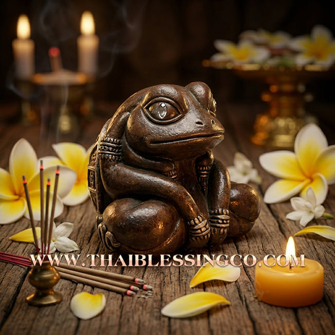 🐸 Sacred "Kop Kin Duean" Infinite Wealth Eclipse Frog: Authentic Thai Satta Alloy Talisman for Mega-Fortune & Debt Liquidation by Khru Ba Chai Ya Patthaphi (2019)