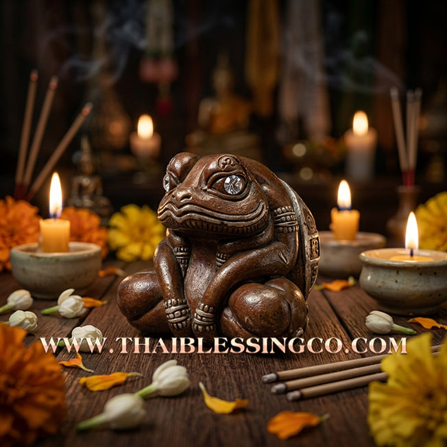 🐸 Sacred "Kop Kin Duean" Infinite Wealth Eclipse Frog: Authentic Thai Satta Alloy Talisman for Mega-Fortune & Debt Liquidation by Khru Ba Chai Ya Patthaphi (2019)