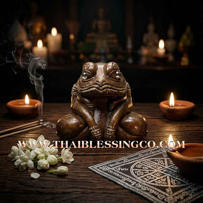🐸 Sacred "Kop Kin Duean" Infinite Wealth Eclipse Frog: Authentic Thai Satta Alloy Talisman for Mega-Fortune & Debt Liquidation by Khru Ba Chai Ya Patthaphi (2019)