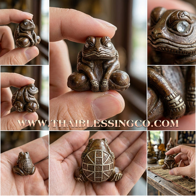 🐸 Sacred "Kop Kin Duean" Infinite Wealth Eclipse Frog: Authentic Thai Satta Alloy Talisman for Mega-Fortune & Debt Liquidation by Khru Ba Chai Ya Patthaphi (2019)