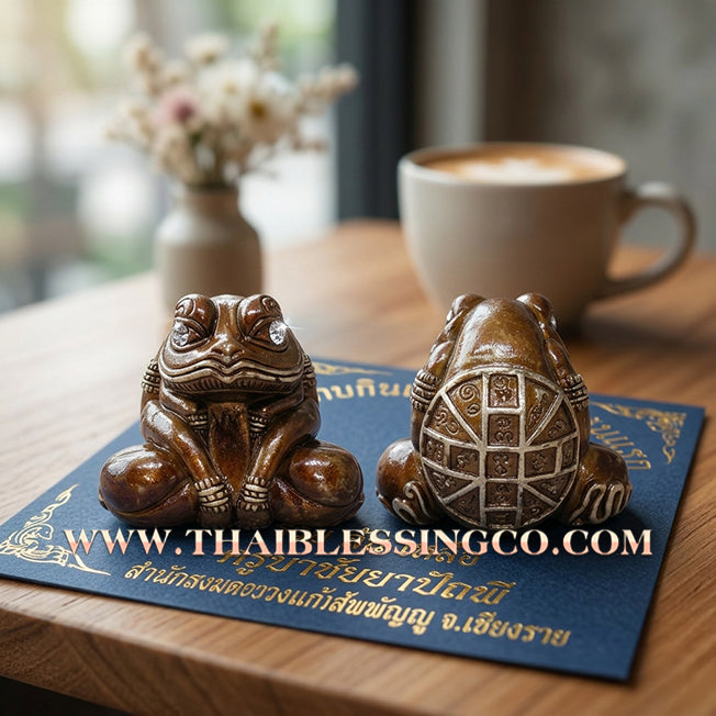 🐸 Sacred "Kop Kin Duean" Infinite Wealth Eclipse Frog: Authentic Thai Satta Alloy Talisman for Mega-Fortune & Debt Liquidation by Khru Ba Chai Ya Patthaphi (2019)