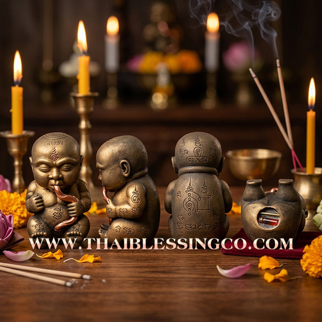 👦 Sacred "Kuman Dut-Sap Rap-Chok" (The Wealth-Sucking & Luck-Receiving Kumara) – Altar Edition: Luang Pu Nen Kaeo Khamphiro, Wat Udom Praison (2023) – The Relentless Spiritual Engine for Continuous Cash Flow and Absolute Abundance!