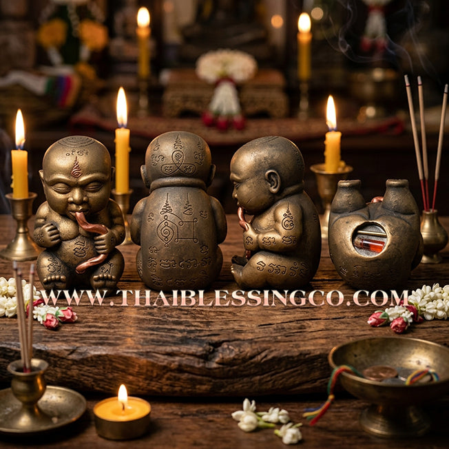 👦 Sacred "Kuman Dut-Sap Rap-Chok" (The Wealth-Sucking & Luck-Receiving Kumara) – Altar Edition: Luang Pu Nen Kaeo Khamphiro, Wat Udom Praison (2023) – The Relentless Spiritual Engine for Continuous Cash Flow and Absolute Abundance!