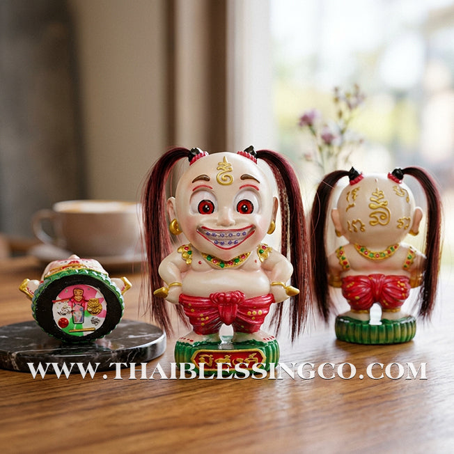 ✨🔥 Sacred "Kuman Mee Tang" (The Wealthy Child) – Hand-Painted Altar Resin Edition: Luang Pu Nen Kaew, Wat Udom Phraison – The Divine Engine for Financial Growth, Irresistible Magnetism, and Unstoppable Life Elevation!