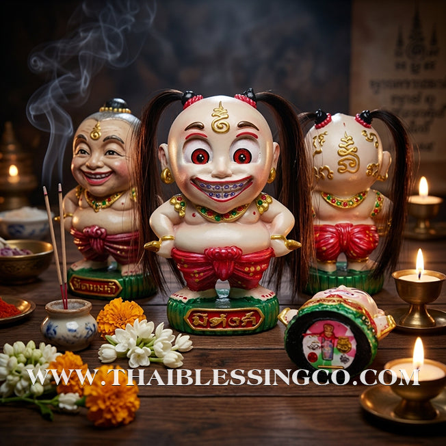 ✨🔥 Sacred "Kuman Mee Tang" (The Wealthy Child) – Hand-Painted Altar Resin Edition: Luang Pu Nen Kaew, Wat Udom Phraison – The Divine Engine for Financial Growth, Irresistible Magnetism, and Unstoppable Life Elevation!