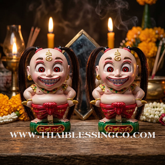 ✨🔥 Sacred "Kuman Mee Tang" (The Wealthy Child) – Hand-Painted Altar Resin Edition: Luang Pu Nen Kaew, Wat Udom Phraison – The Divine Engine for Financial Growth, Irresistible Magnetism, and Unstoppable Life Elevation!